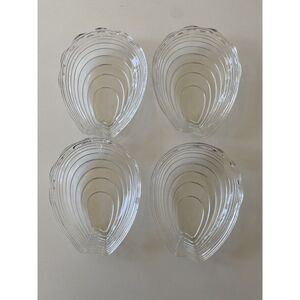 Vintage Oyster Glass Bowl‎ Salt Cellar Clear Ribbed Sauce Butter Dish Side